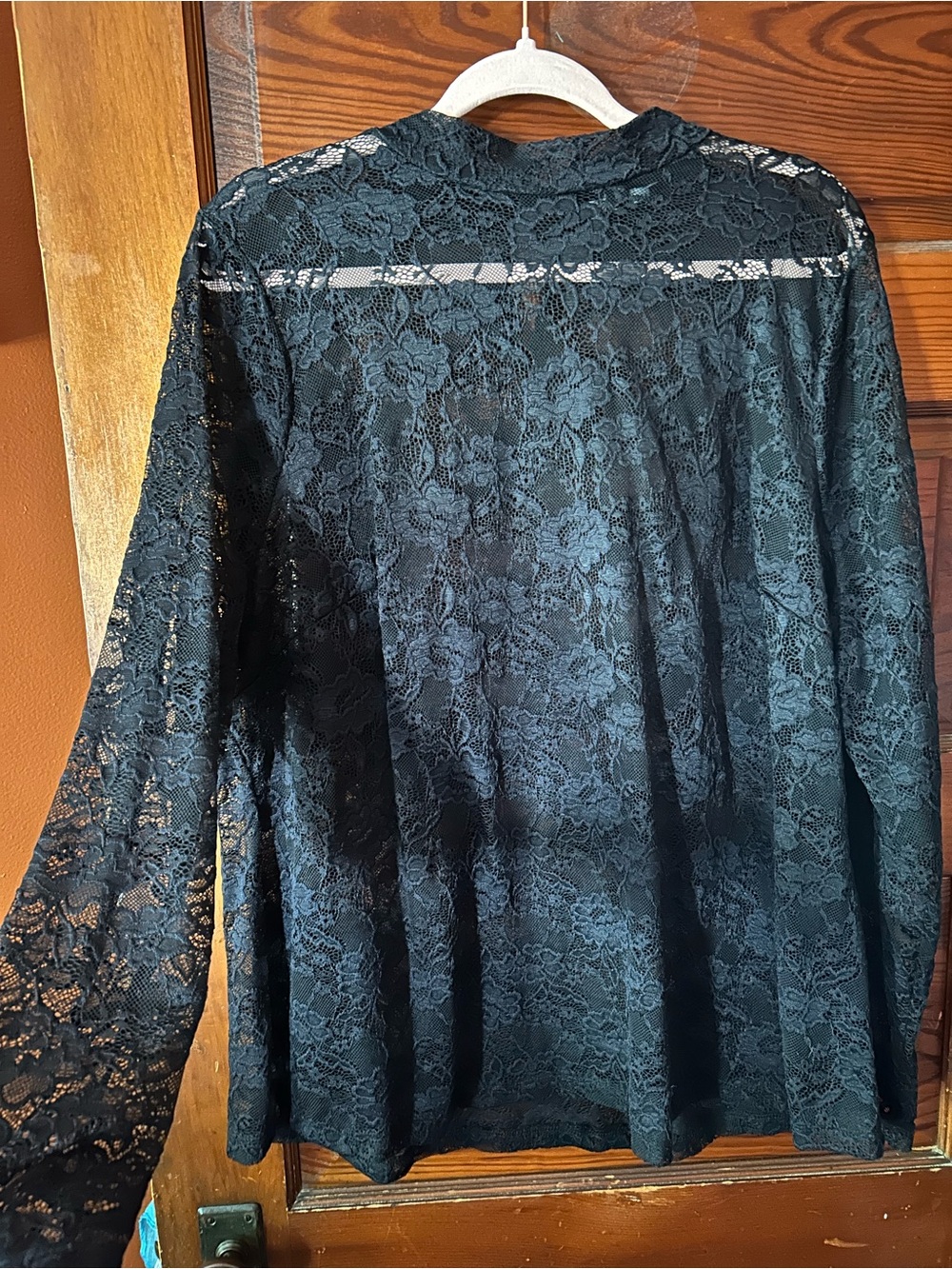Lane Bryant Black Lace Overlay Blouse